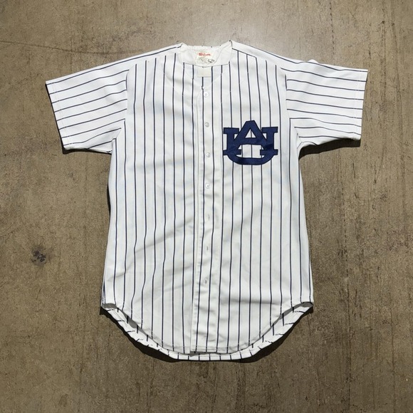 Wilson Other - Vintage Auburn Tigers Jersey Mens 42 White Baseball Wilson Button Pinstripe 90s